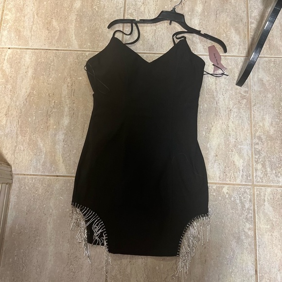 🖤NWT-HAUTE MONDE SEXY BLACK COCKTAIL DRESS WITH RHINESTONES SZ L🖤 - Picture 10 of 14